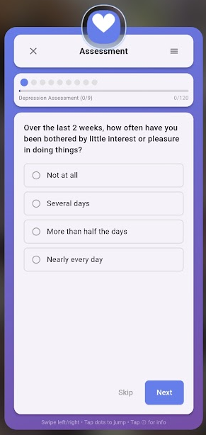 Assessment screen
